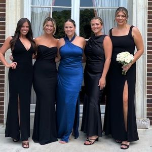 Satin Blue long dress ~ prom or wedding guest